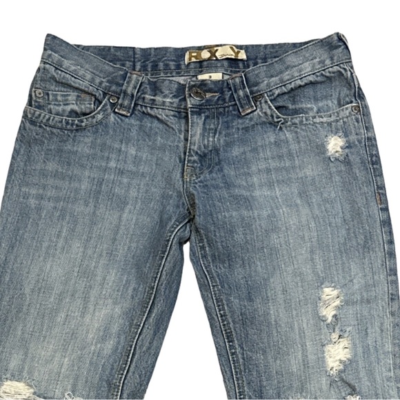 VINTAGE ROXY women's low-rise straight leg jeans w/pocket embroidery, size 3. - Picture 4 of 5